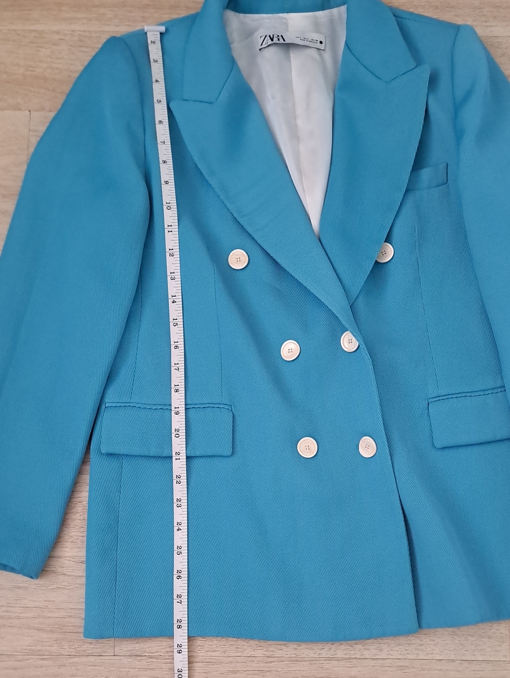 Zara Double-Breasted Bright Turquoise Blazer - Picture 7 of 13